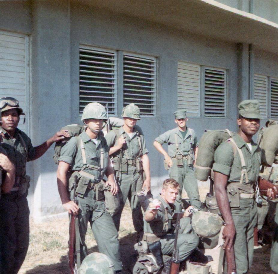 Bravo Company Marines geared up before heading out