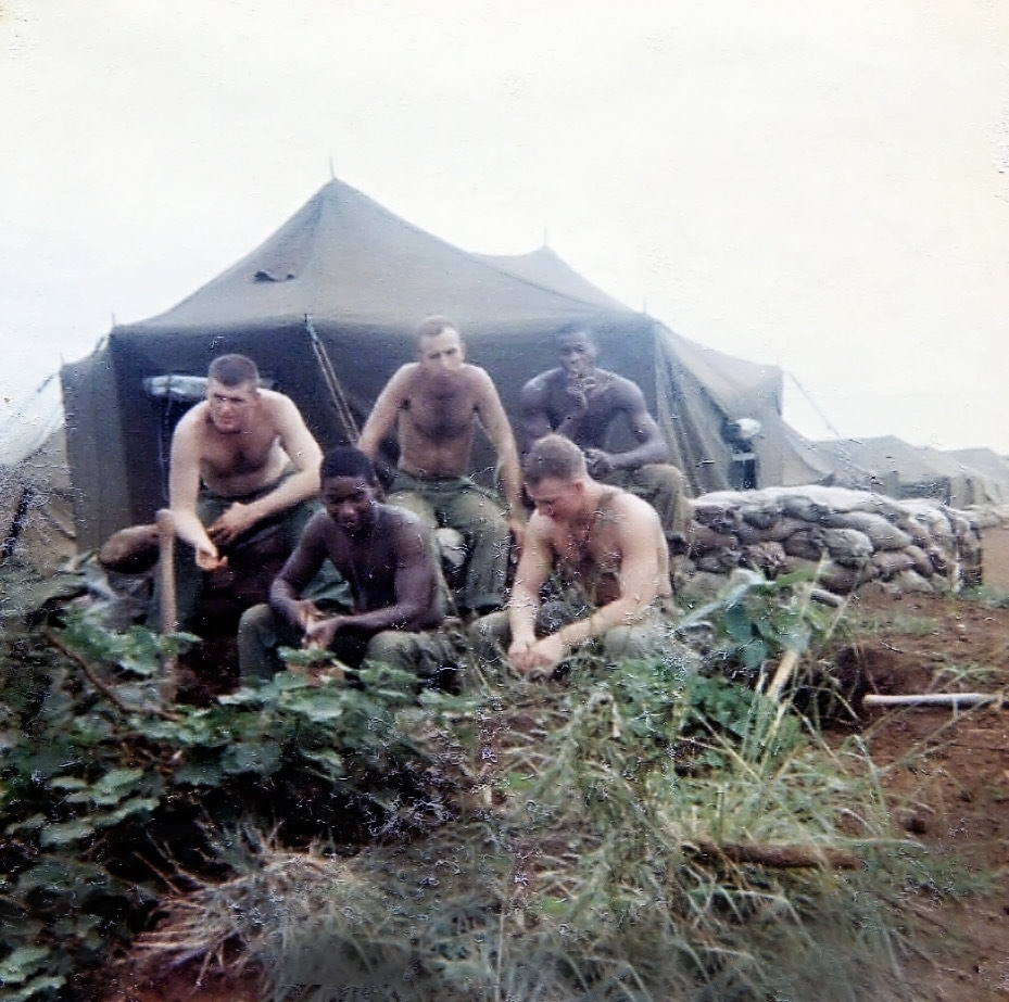 Marines relaxing during downtime in camp