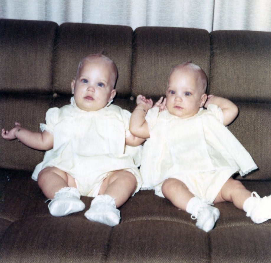 Derl and Marilyn's twin daughters as babies