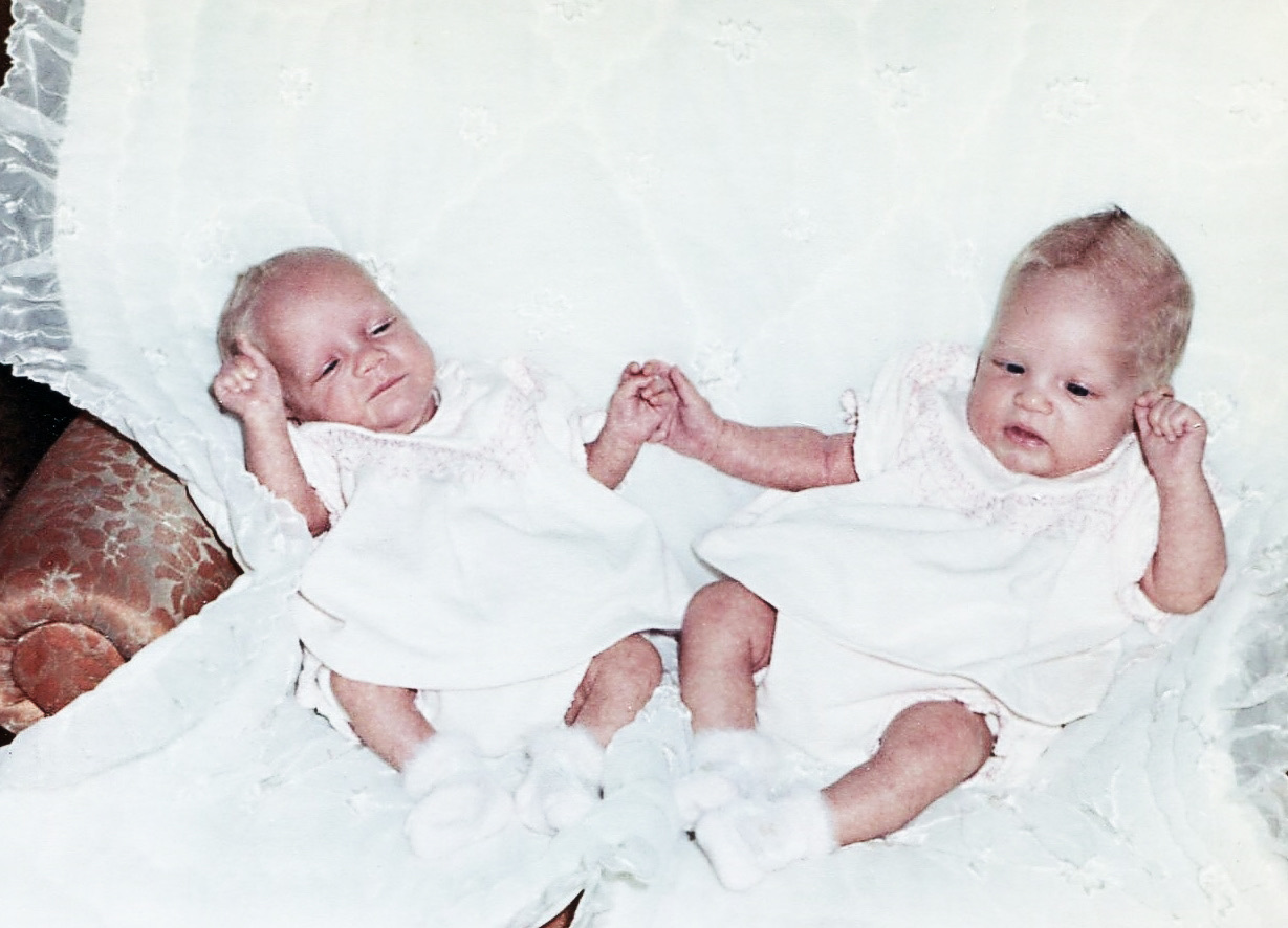 Derl and Marilyn's twin daughters, a close-up portrait